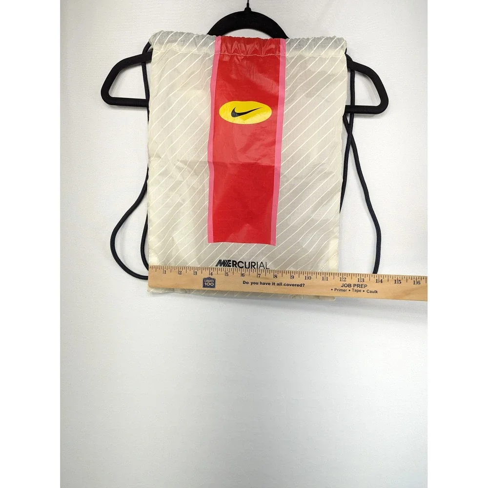 Nike Mercurial Drawstring Bag White Red Striped Soccer Gym Sackpack Swoosh Logo